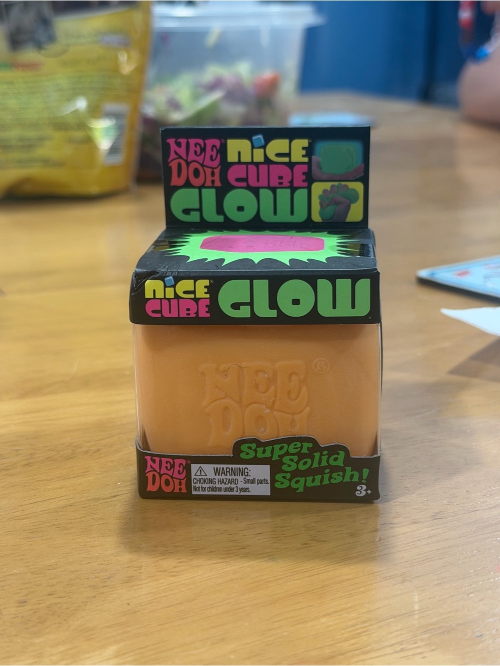 NeeDoh Nice Cube Glow Orange Super Solid Squish